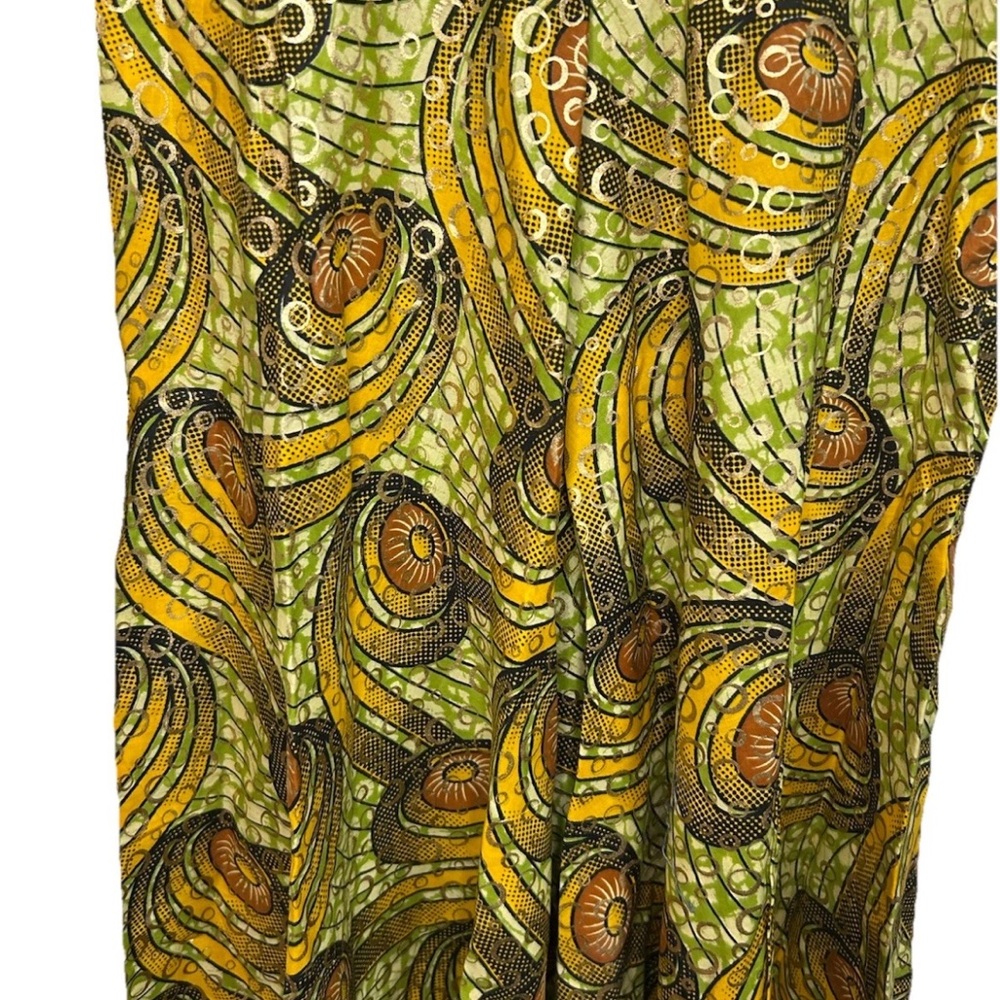 VTG Handmade African Print Maxi Dress Ruffle Puff Sleeve Boho Festival S/M - Picture 10 of 14